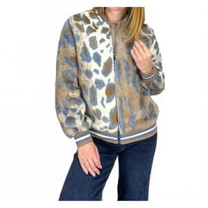 NEW FURIOUS FUR haylee reversible bomber jacket in taupe leopard